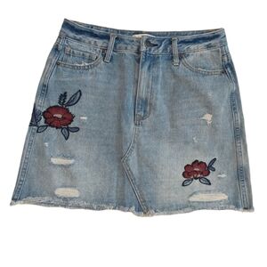 Altar'd State distressed denim embroidered skirt